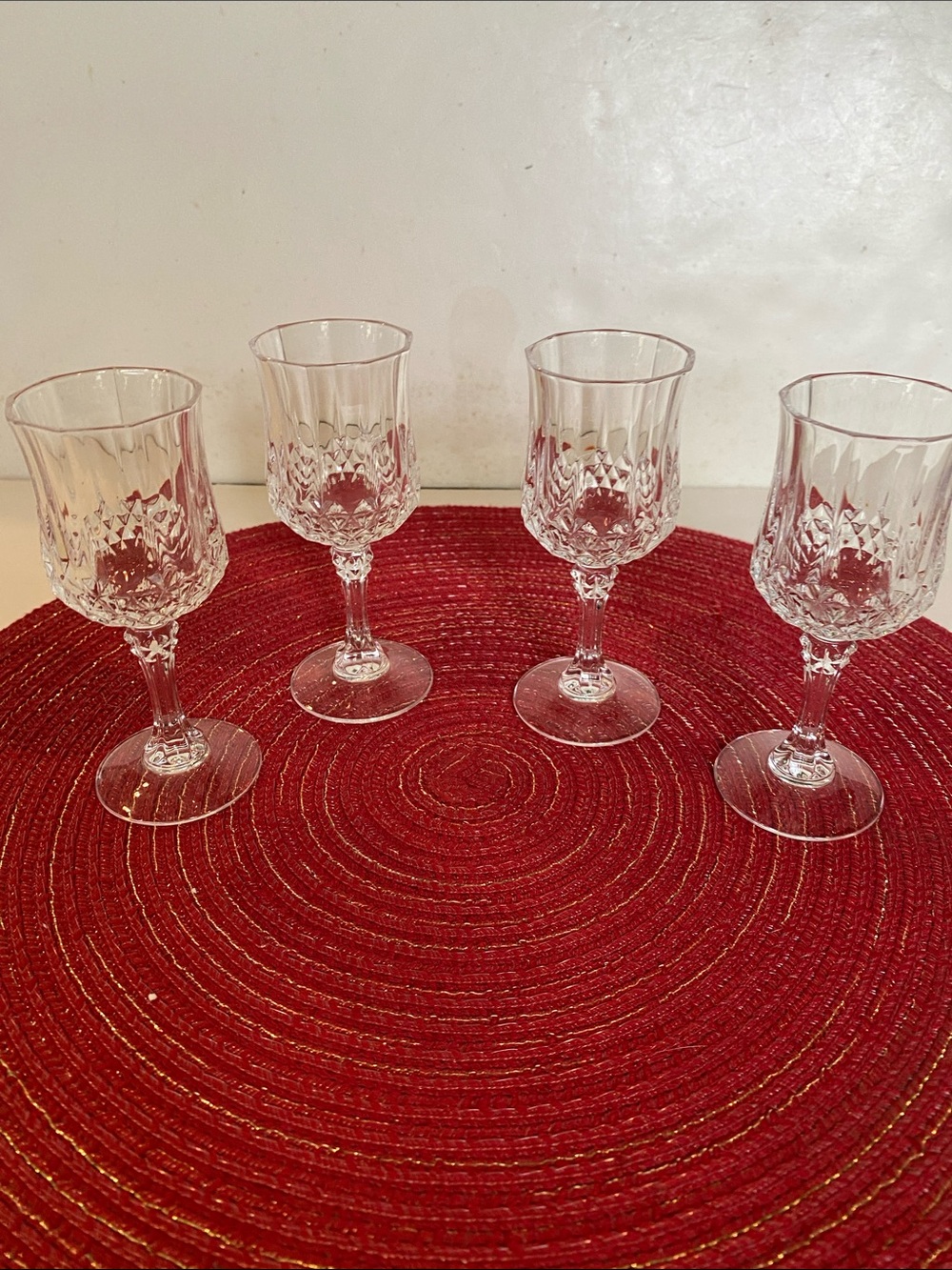 Vintage Cristal D’Arques Longchamp Set of 4 Cordial Crystal Glasses